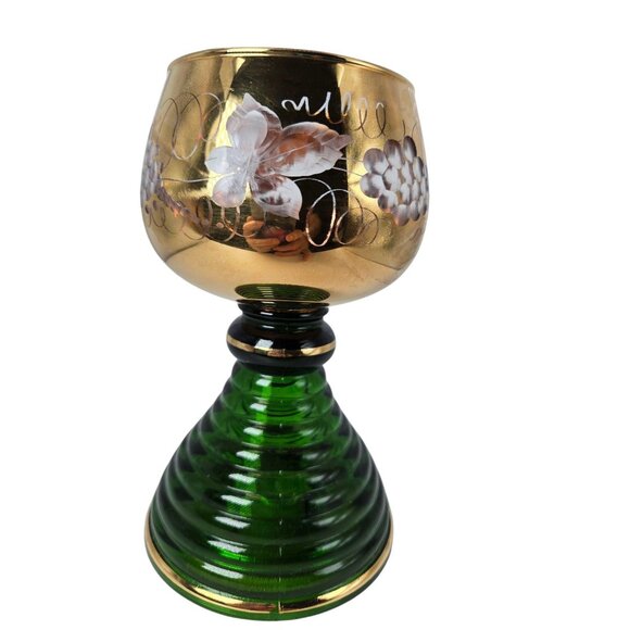 Vintage German Music Box Wine Goblet with Floral Design and Swiss Movement - Picture 2 of 9